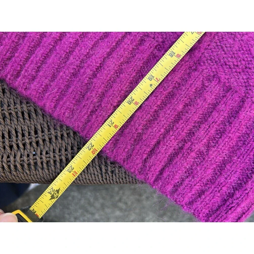 &Merci Women M Berry Pink Open Cable Knit Chunky Wool Mohair Blend Sweater